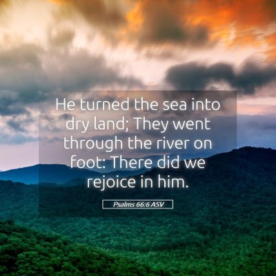 Picture 05 - Psalms 66:6 ASV - He turned the sea into dry land; They went - Bible Verse Picture