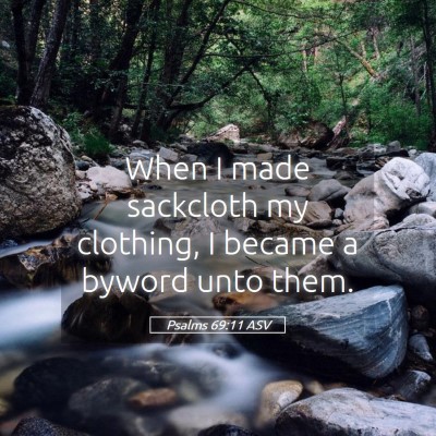 Picture 05 - Psalms 69:11 ASV - When I made sackcloth my clothing, I became a - Bible Verse Picture