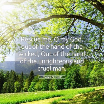 Picture 05 - Psalms 71:4 ASV - Rescue me, O my God, out of the hand of the - Bible Verse Picture