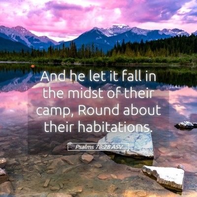 Picture 05 - Psalms 78:28 ASV - And he let it fall in the midst of their camp, - Bible Verse Picture