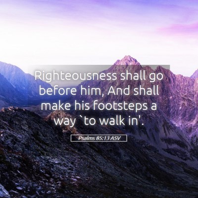 Picture 05 - Psalms 85:13 ASV - Righteousness shall go before him, And shall make - Bible Verse Picture