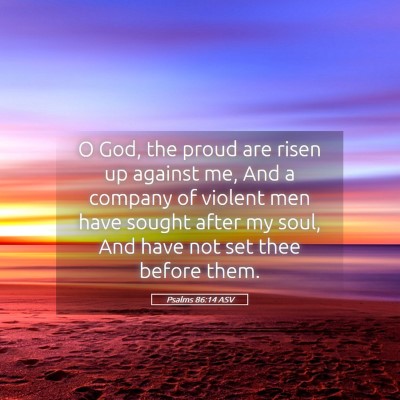 Picture 05 - Psalms 86:14 ASV - O God, the proud are risen up against me, And a - Bible Verse Picture