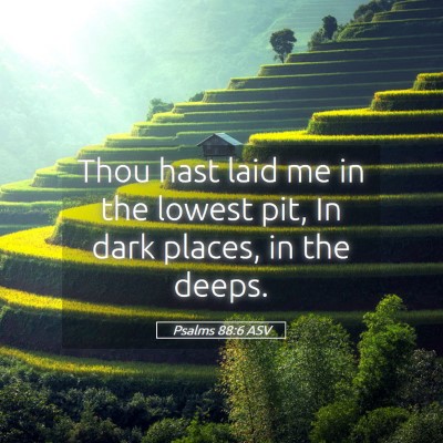 Picture 05 - Psalms 88:6 ASV - Thou hast laid me in the lowest pit, In dark - Bible Verse Picture