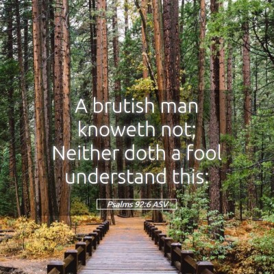Picture 05 - Psalms 92:6 ASV - A brutish man knoweth not; Neither doth a fool - Bible Verse Picture