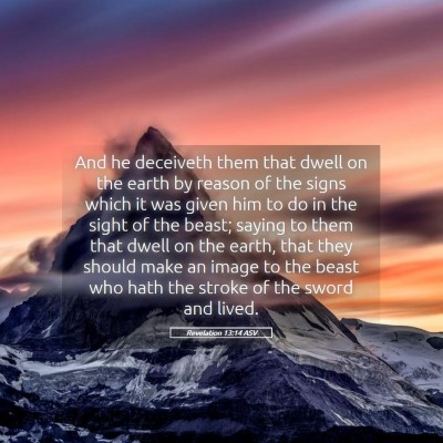Picture 05 - Revelation 13:14 ASV - And he deceiveth them that dwell on the earth by - Bible Verse Picture