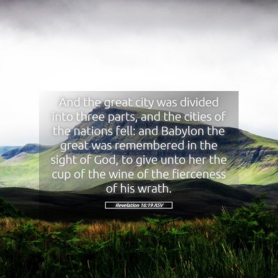Picture 05 - Revelation 16:19 ASV - And the great city was divided into three parts, - Bible Verse Picture