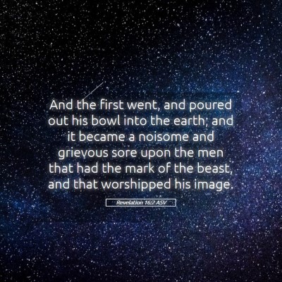 Picture 05 - Revelation 16:2 ASV - And the first went, and poured out his bowl into - Bible Verse Picture