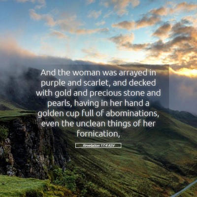 Picture 05 - Revelation 17:4 ASV - And the woman was arrayed in purple and scarlet, - Bible Verse Picture
