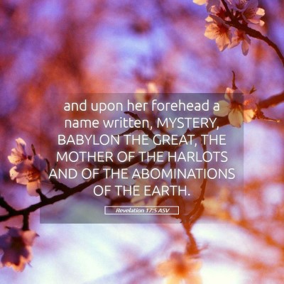 Picture 05 - Revelation 17:5 ASV - and upon her forehead a name written, MYSTERY, - Bible Verse Picture