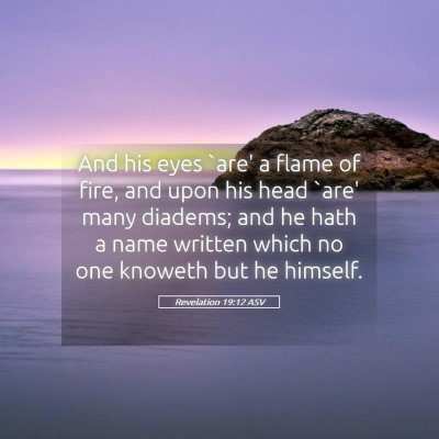 Picture 05 - Revelation 19:12 ASV - And his eyes `are' a flame of fire, and upon his - Bible Verse Picture