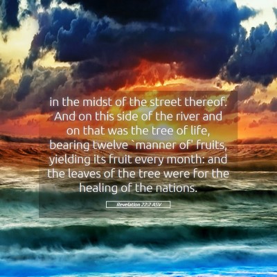 Picture 05 - Revelation 22:2 ASV - in the midst of the street thereof. And on this - Bible Verse Picture