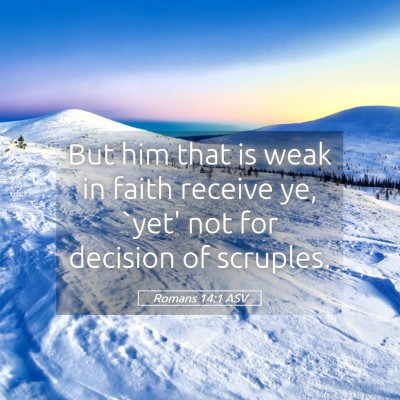 Picture 05 - Romans 14:1 ASV - But him that is weak in faith receive ye, `yet' - Bible Verse Picture