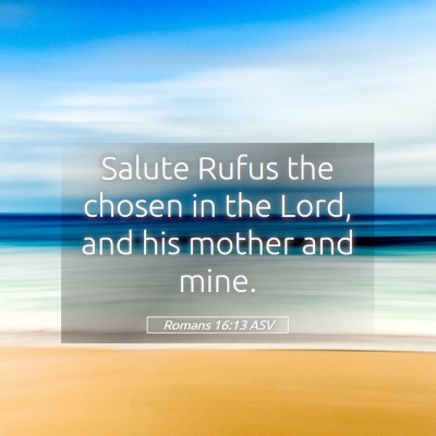Picture 05 - Romans 16:13 ASV - Salute Rufus the chosen in the Lord, and his - Bible Verse Picture