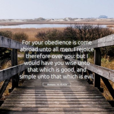 Picture 05 - Romans 16:19 ASV - For your obedience is come abroad unto all men. I - Bible Verse Picture