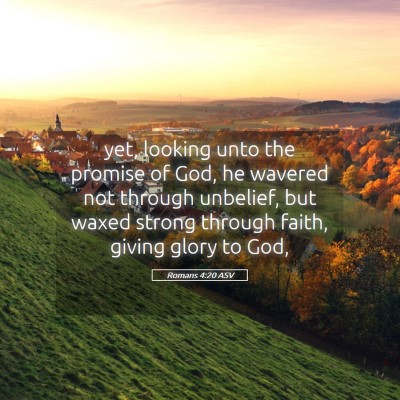 Picture 05 - Romans 4:20 ASV - yet, looking unto the promise of God, he wavered - Bible Verse Picture