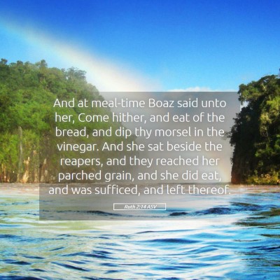 Picture 05 - Ruth 2:14 ASV - And at meal-time Boaz said unto her, Come hither, - Bible Verse Picture