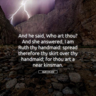Picture 05 - Ruth 3:9 ASV - And he said, Who art thou? And she answered, I am - Bible Verse Picture