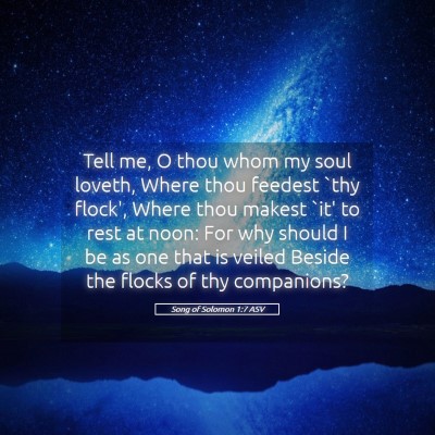 Picture 05 - Song of Solomon 1:7 ASV - Tell me, O thou whom my soul loveth, Where thou - Bible Verse Picture