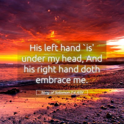 Picture 05 - Song of Solomon 2:6 ASV - His left hand `is' under my head, And his right - Bible Verse Picture