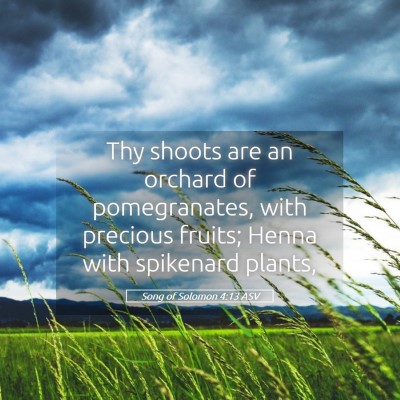 Picture 05 - Song of Solomon 4:13 ASV - Thy shoots are an orchard of pomegranates, with - Bible Verse Picture