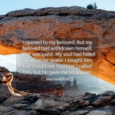 Picture 05 - Song of Solomon 5:6 ASV - I opened to my beloved; But my beloved had - Bible Verse Picture