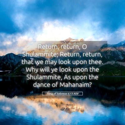 Picture 05 - Song of Solomon 6:13 ASV - Return, return, O Shulammite; Return, return, - Bible Verse Picture