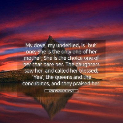 Picture 05 - Song of Solomon 6:9 ASV - My dove, my undefiled, is `but' one; She is the - Bible Verse Picture