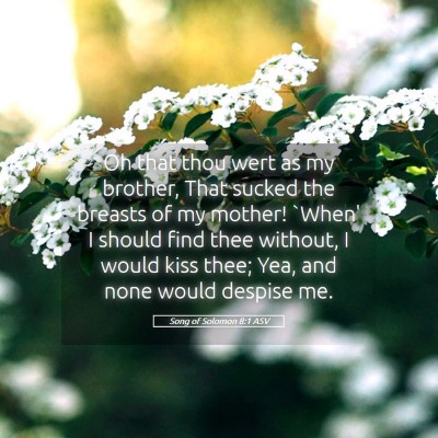 Picture 05 - Song of Solomon 8:1 ASV - Oh that thou wert as my brother, That sucked the - Bible Verse Picture