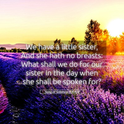 Picture 05 - Song of Solomon 8:8 ASV - We have a little sister, And she hath no breasts: - Bible Verse Picture