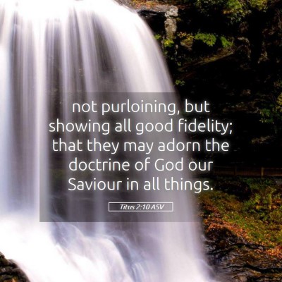 Picture 05 - Titus 2:10 ASV - not purloining, but showing all good fidelity; - Bible Verse Picture
