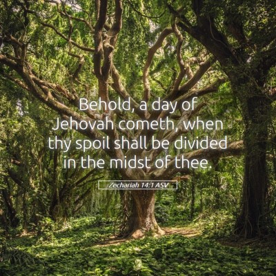 Picture 05 - Zechariah 14:1 ASV - Behold, a day of Jehovah cometh, when thy spoil - Bible Verse Picture