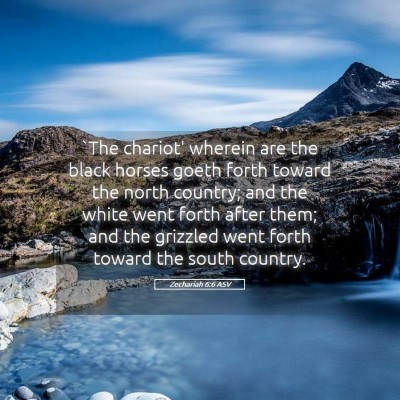 Picture 05 - Zechariah 6:6 ASV - `The chariot' wherein are the black horses goeth - Bible Verse Picture