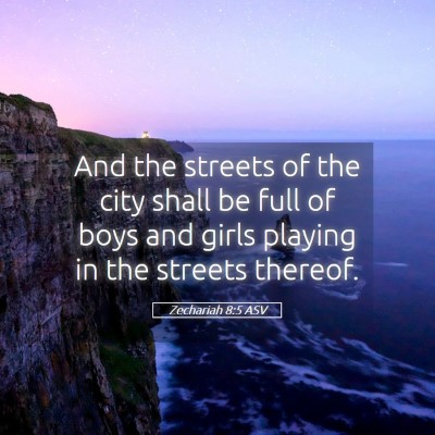 Picture 05 - Zechariah 8:5 ASV - And the streets of the city shall be full of boys - Bible Verse Picture