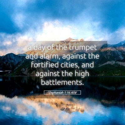 Picture 05 - Zephaniah 1:16 ASV - a day of the trumpet and alarm, against the - Bible Verse Picture