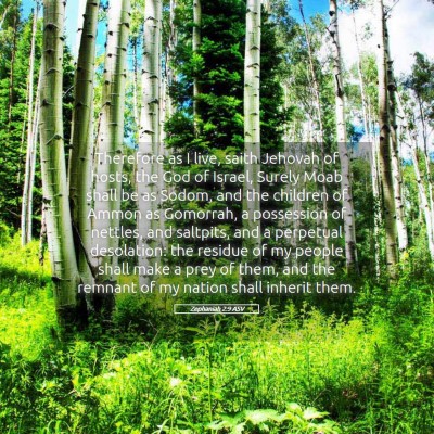 Picture 05 - Zephaniah 2:9 ASV - Therefore as I live, saith Jehovah of hosts, the - Bible Verse Picture