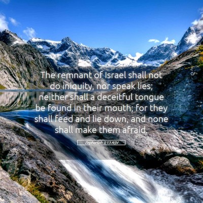 Picture 05 - Zephaniah 3:13 ASV - The remnant of Israel shall not do iniquity, nor - Bible Verse Picture