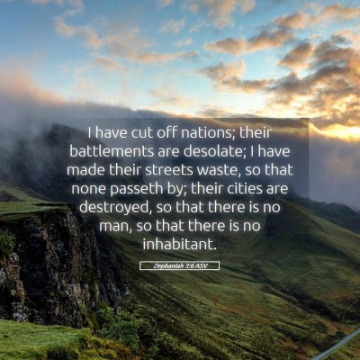 Picture 05 - Zephaniah 3:6 ASV - I have cut off nations; their battlements are - Bible Verse Picture