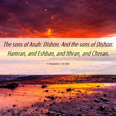 Picture 06 - 1 Chronicles 1:41 ASV - The sons of Anah: Dishon. And the sons of Dishon: - Bible Verse Picture