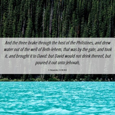 Picture 06 - 1 Chronicles 11:18 ASV - And the three brake through the host of the - Bible Verse Picture