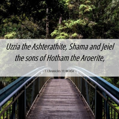 Picture 06 - 1 Chronicles 11:44 ASV - Uzzia the Ashterathite, Shama and Jeiel the sons - Bible Verse Picture