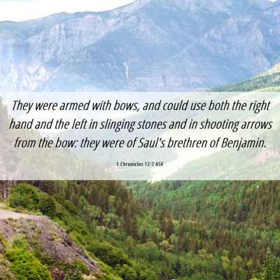 Picture 06 - 1 Chronicles 12:2 ASV - They were armed with bows, and could use both the - Bible Verse Picture