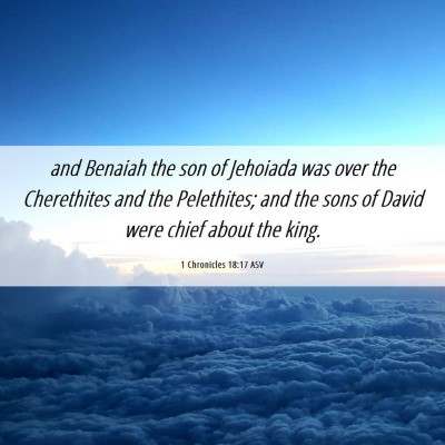 Picture 06 - 1 Chronicles 18:17 ASV - and Benaiah the son of Jehoiada was over the - Bible Verse Picture