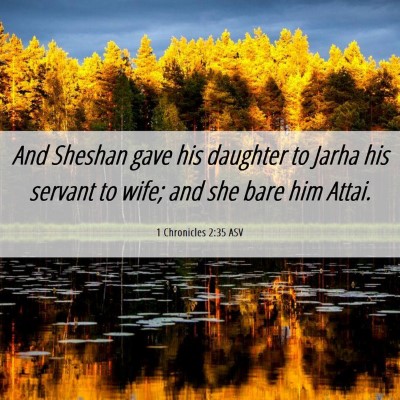 Picture 06 - 1 Chronicles 2:35 ASV - And Sheshan gave his daughter to Jarha his - Bible Verse Picture