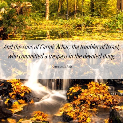 Picture 06 - 1 Chronicles 2:7 ASV - And the sons of Carmi: Achar, the troubler of - Bible Verse Picture