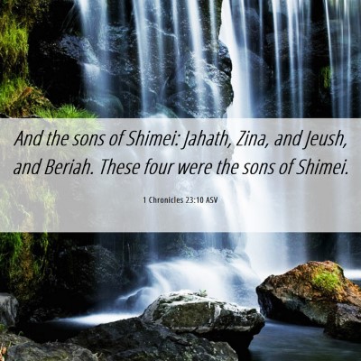 Picture 06 - 1 Chronicles 23:10 ASV - And the sons of Shimei: Jahath, Zina, and Jeush, - Bible Verse Picture