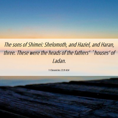 Picture 06 - 1 Chronicles 23:9 ASV - The sons of Shimei: Shelomoth, and Haziel, and - Bible Verse Picture
