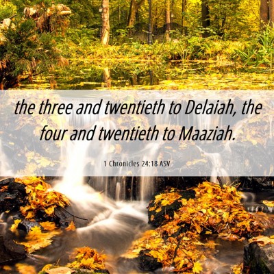Picture 06 - 1 Chronicles 24:18 ASV - the three and twentieth to Delaiah, the four and - Bible Verse Picture