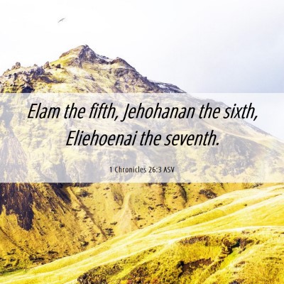 Picture 06 - 1 Chronicles 26:3 ASV - Elam the fifth, Jehohanan the sixth, Eliehoenai - Bible Verse Picture