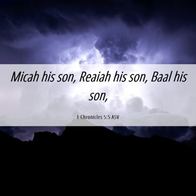 Picture 06 - 1 Chronicles 5:5 ASV - Micah his son, Reaiah his son, Baal his - Bible Verse Picture