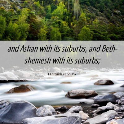 Picture 06 - 1 Chronicles 6:59 ASV - and Ashan with its suburbs, and Beth-shemesh with - Bible Verse Picture